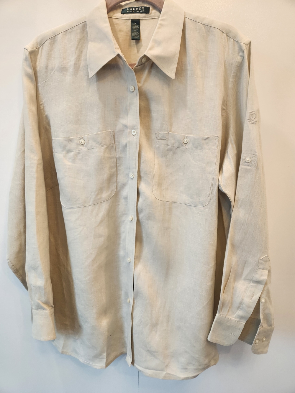 Lauren Ralph Lauren Cream Button-Down Linen Shirt
